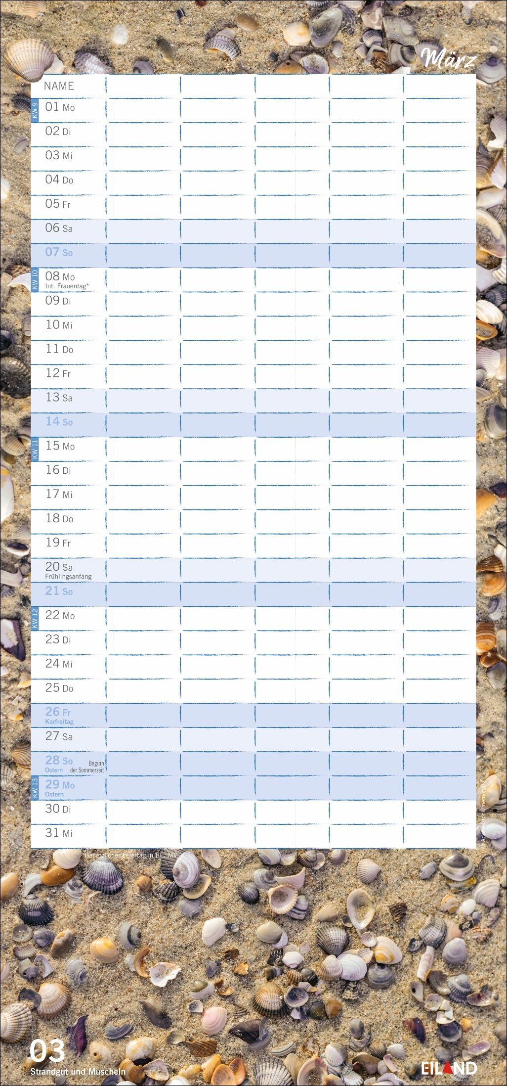 Beispielinhalt (Bild) Meerzeit Familienplaner 2027