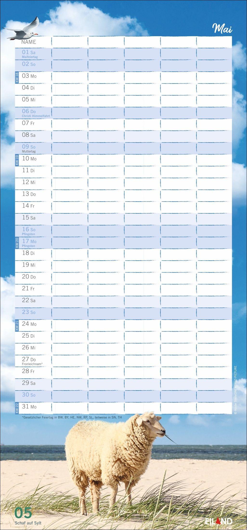 Beispielinhalt (Bild) Meerzeit Familienplaner 2027