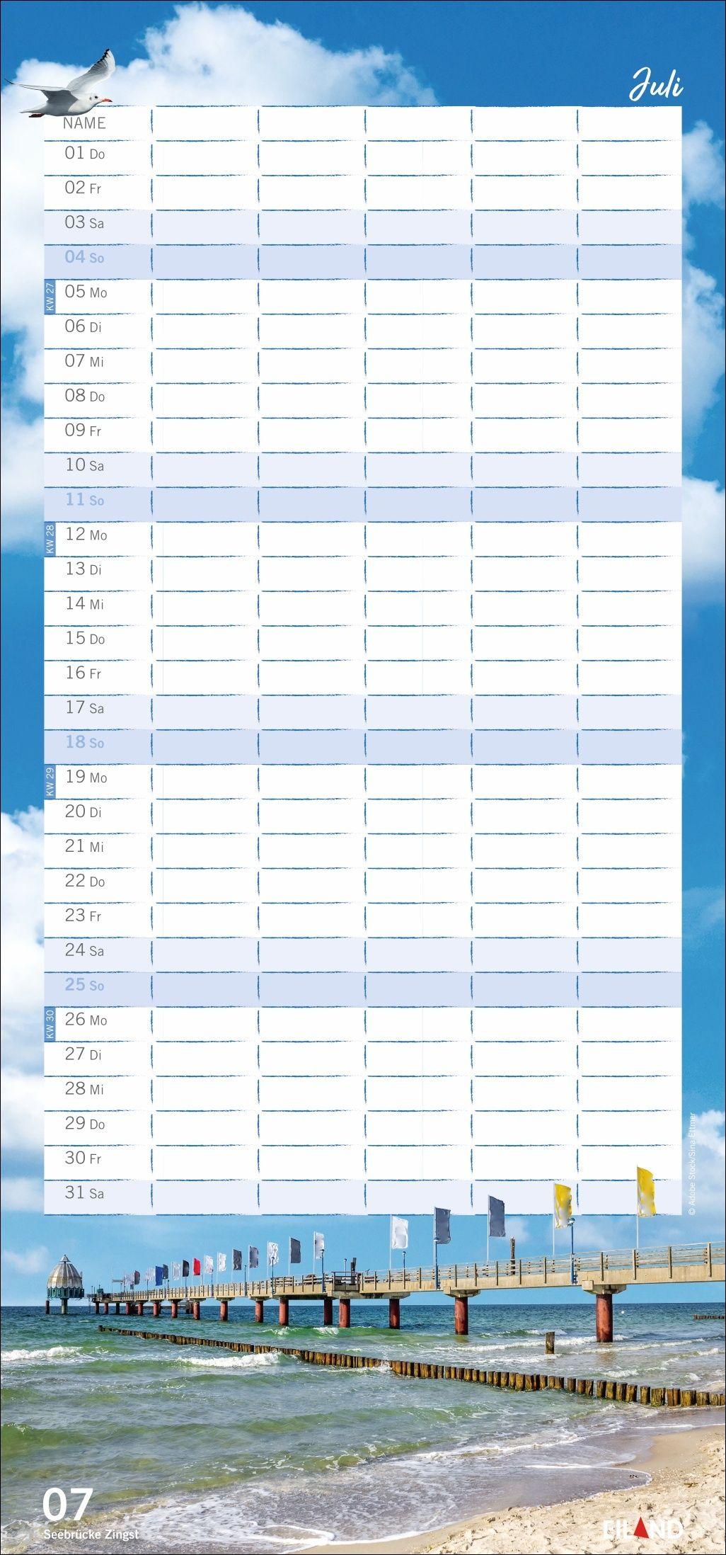 Beispielinhalt (Bild) Meerzeit Familienplaner 2027