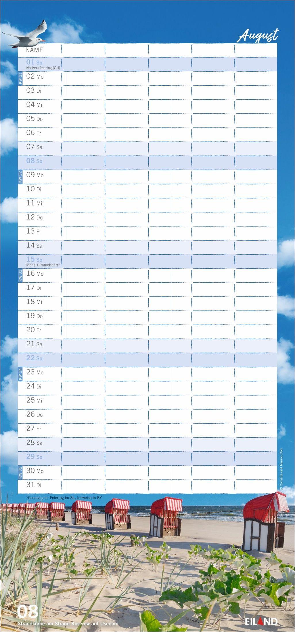 Beispielinhalt (Bild) Meerzeit Familienplaner 2027