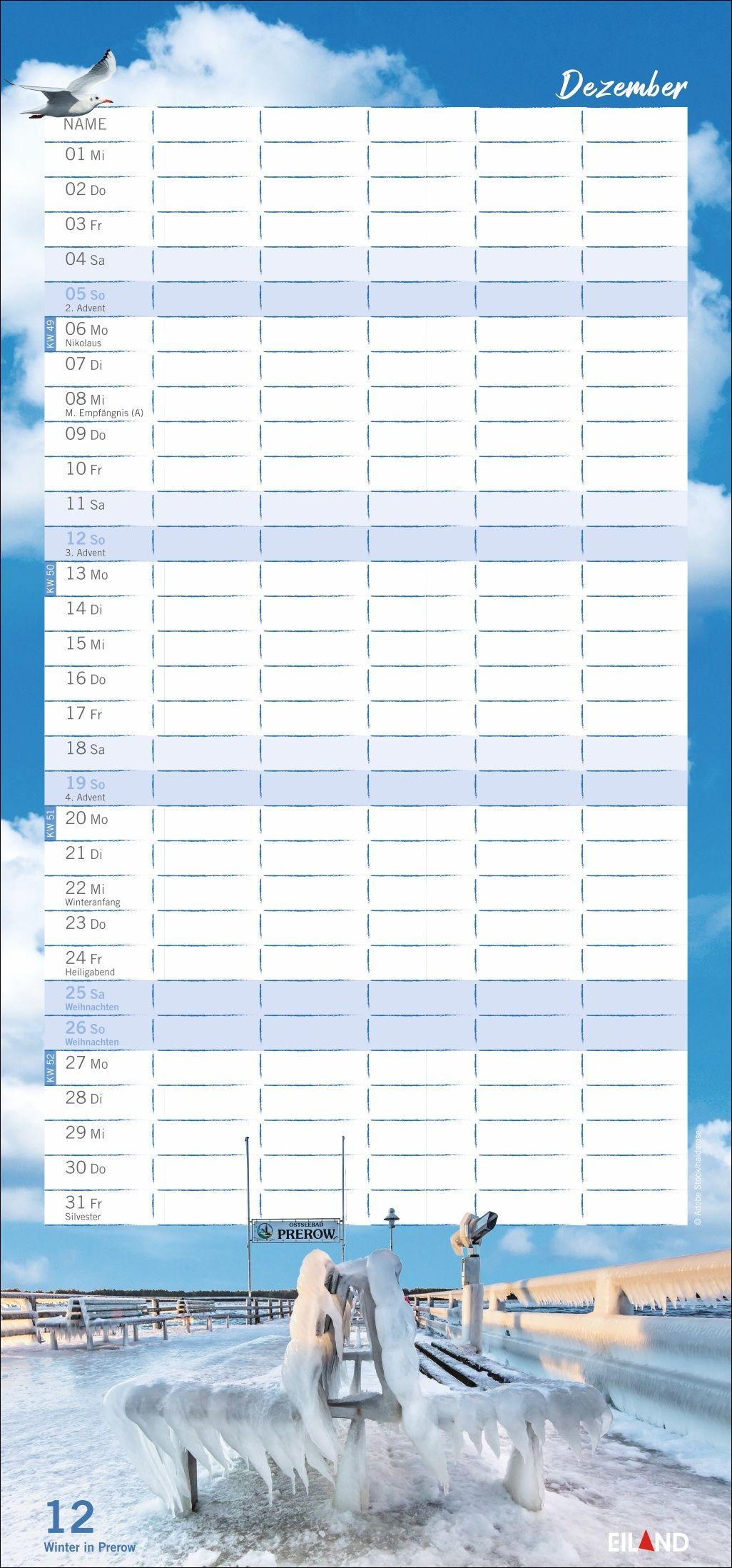 Beispielinhalt (Bild) Meerzeit Familienplaner 2027