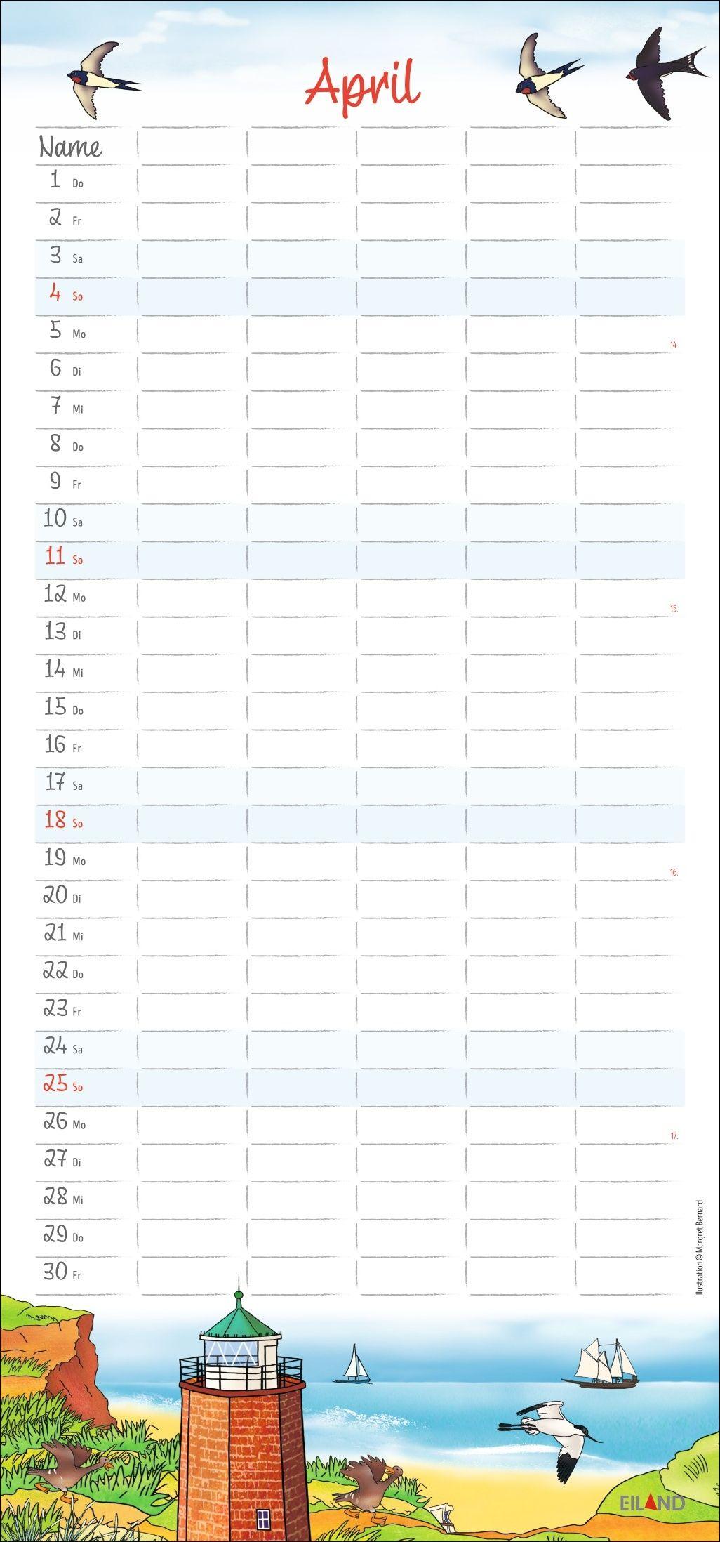 Beispielinhalt (Bild) Der Sylter Familienplaner 2027 - Margret Bernard