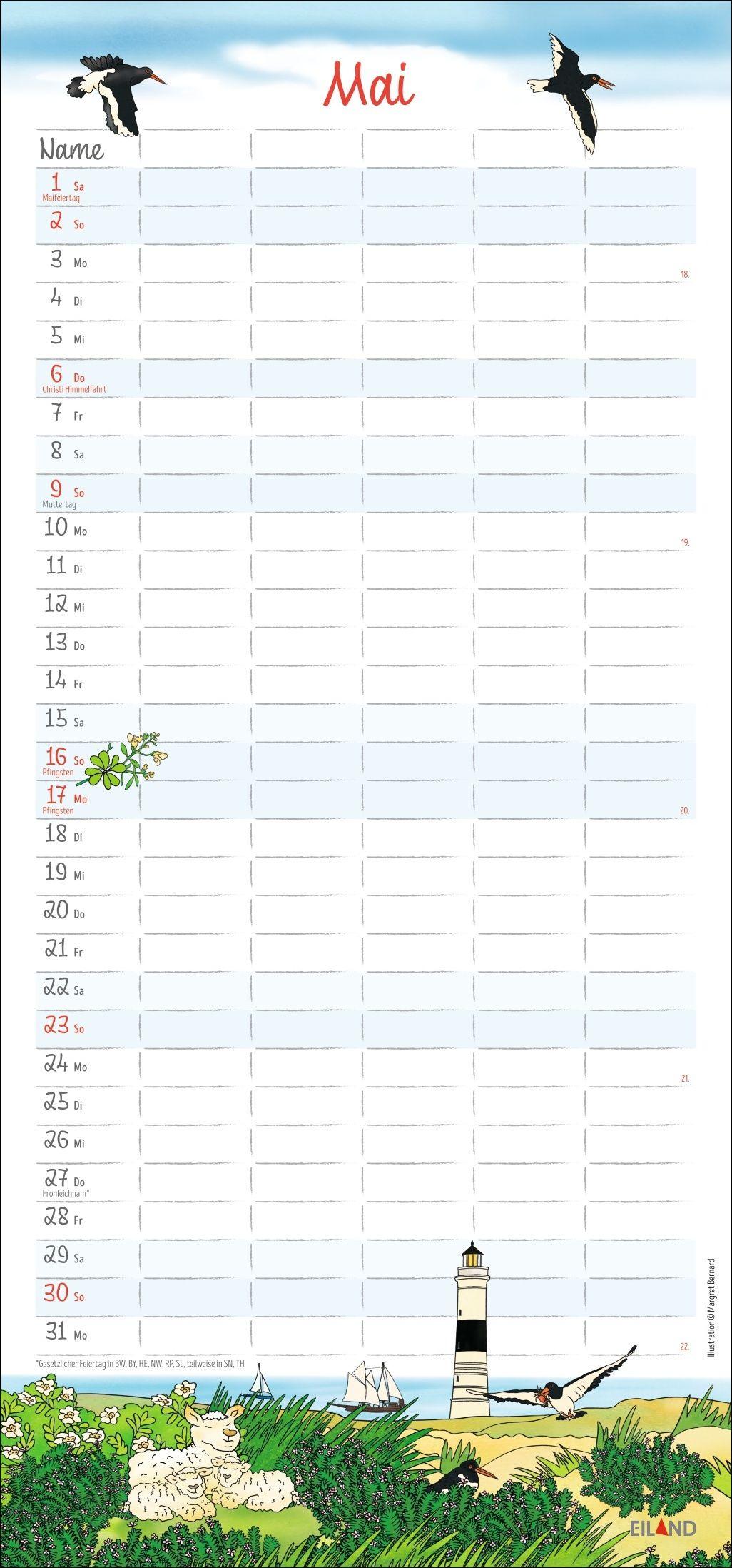 Beispielinhalt (Bild) Der Sylter Familienplaner 2027 - Margret Bernard