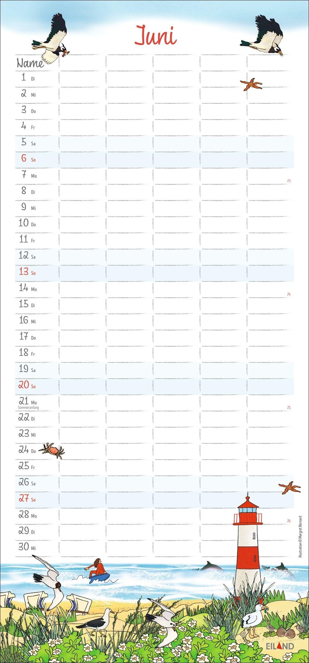 Beispielinhalt (Bild) Der Sylter Familienplaner 2027 - Margret Bernard