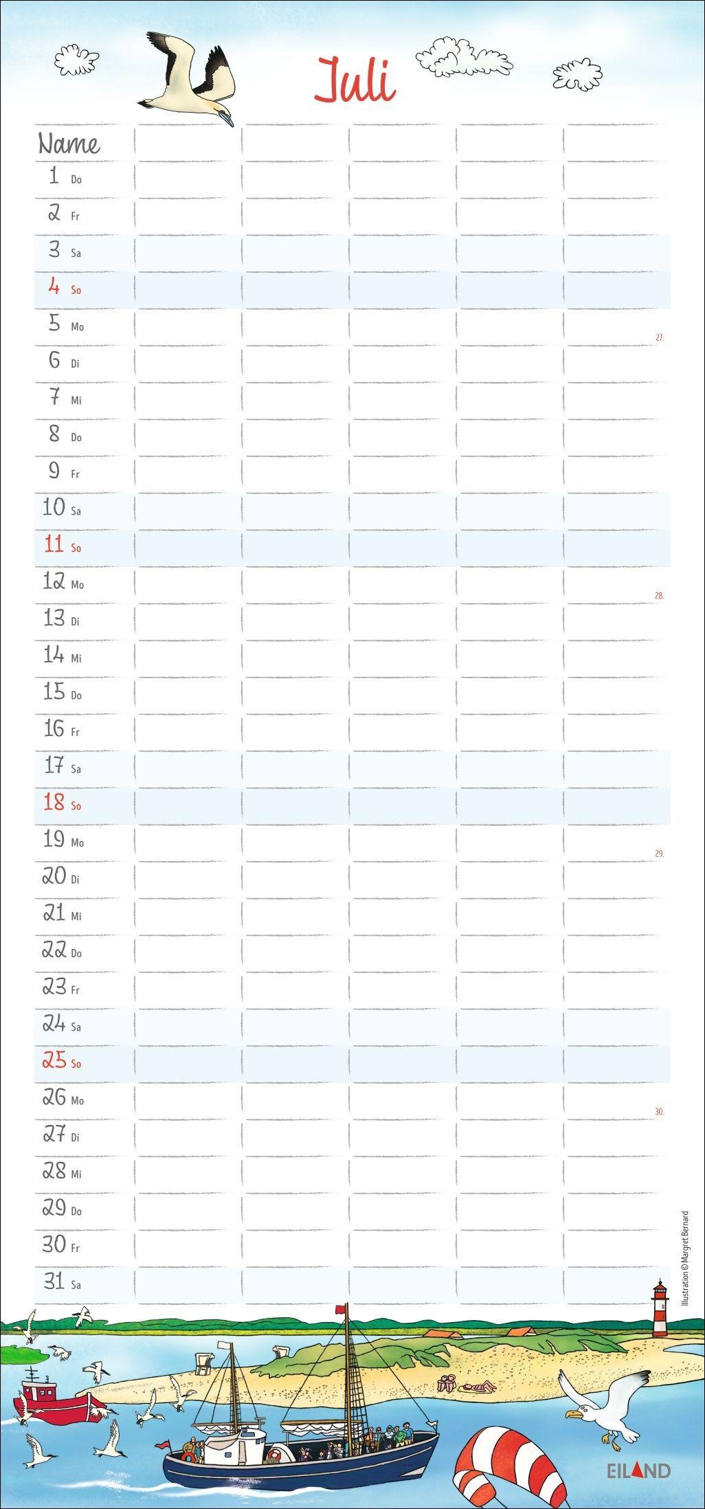 Beispielinhalt (Bild) Der Sylter Familienplaner 2027 - Margret Bernard
