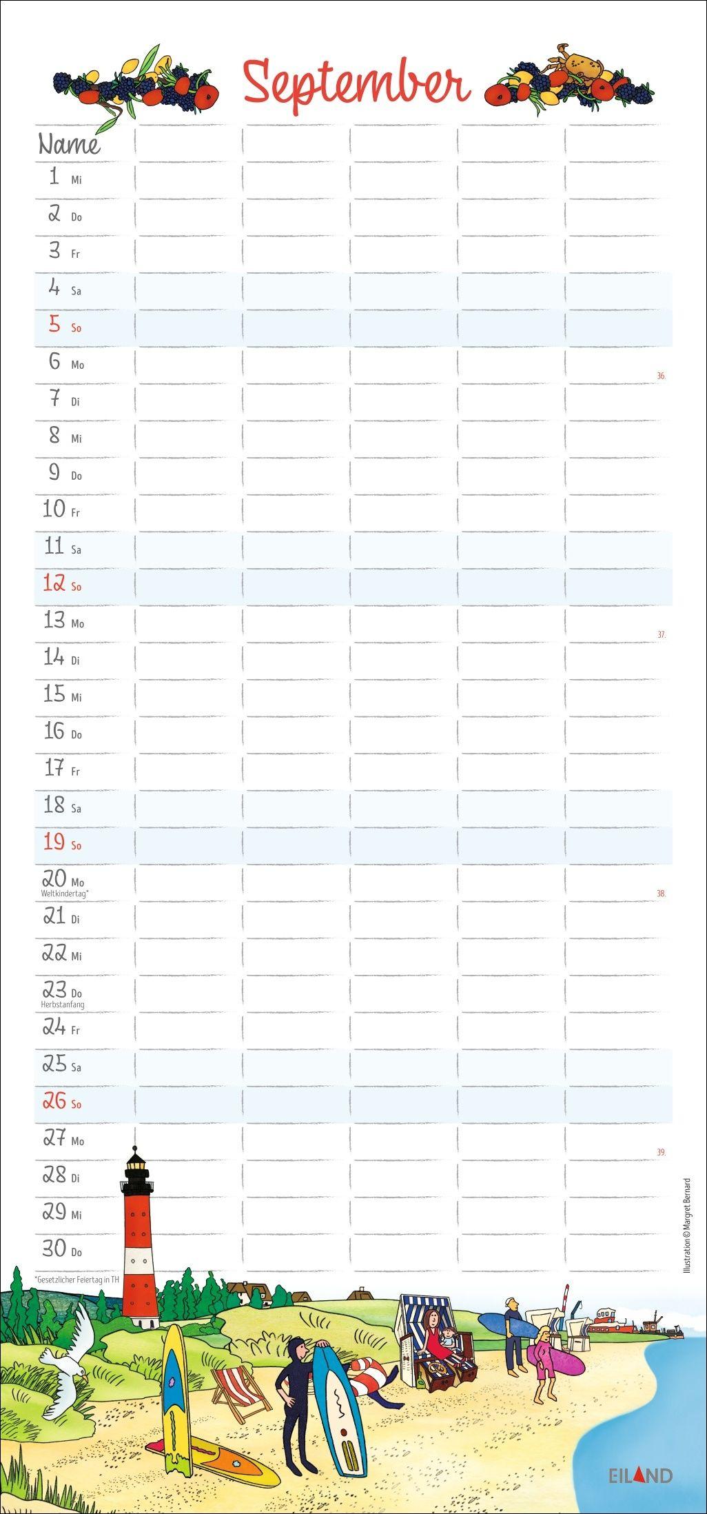 Beispielinhalt (Bild) Der Sylter Familienplaner 2027 - Margret Bernard