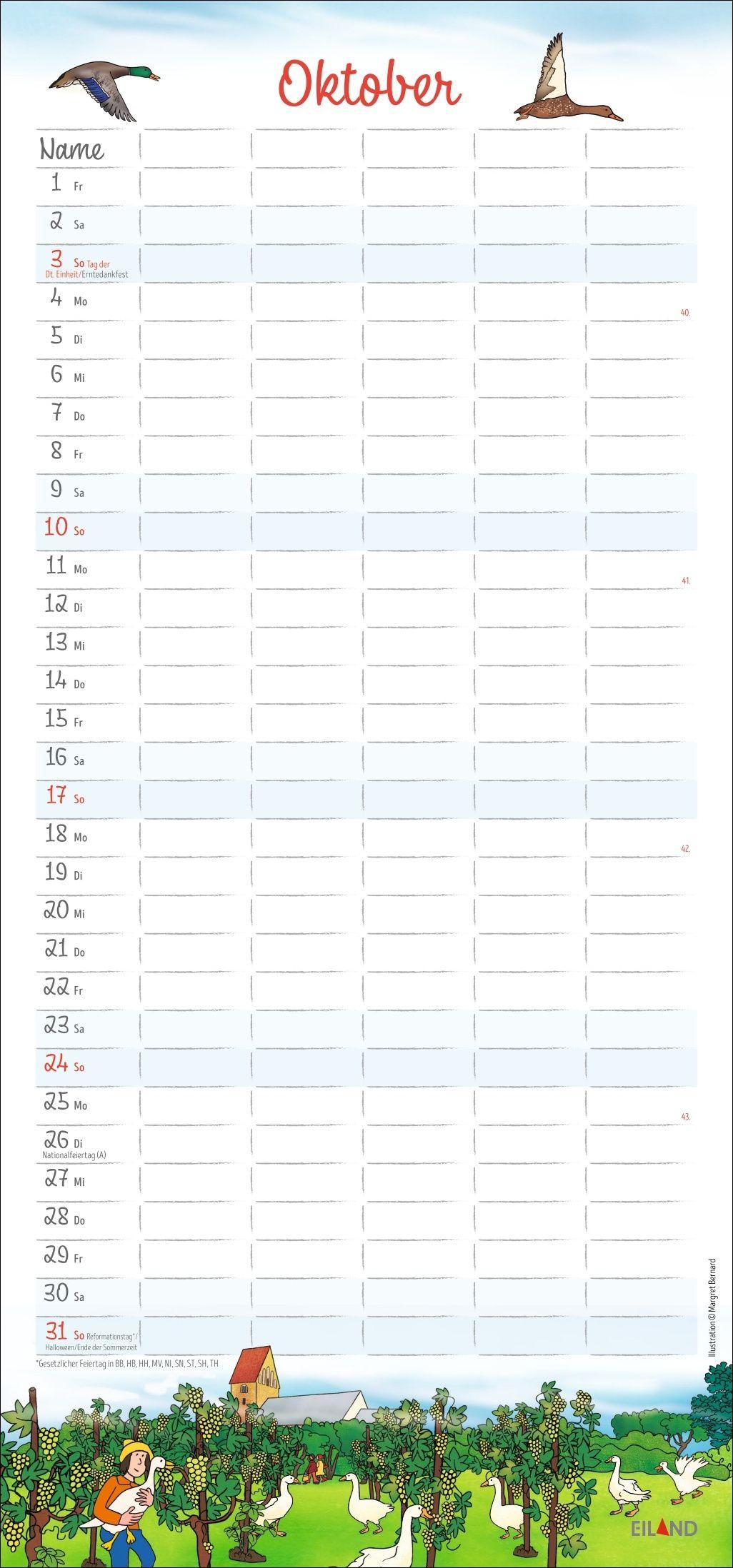 Beispielinhalt (Bild) Der Sylter Familienplaner 2027 - Margret Bernard