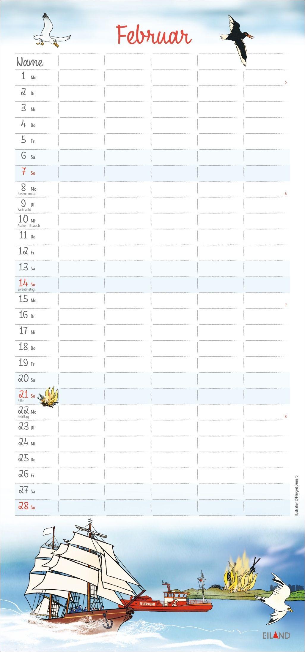 Beispielinhalt (Bild) Der Sylter Familienplaner 2027 - Margret Bernard