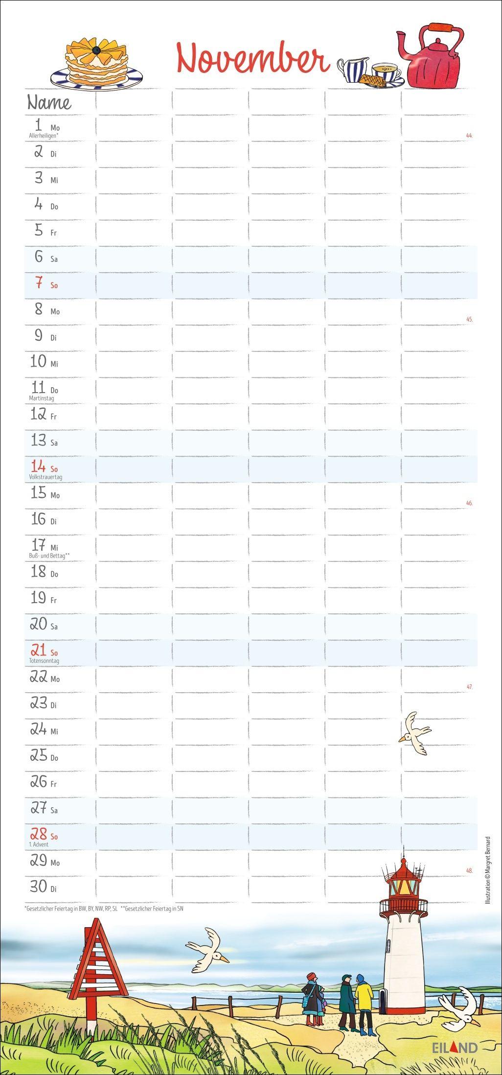 Beispielinhalt (Bild) Der Sylter Familienplaner 2027 - Margret Bernard