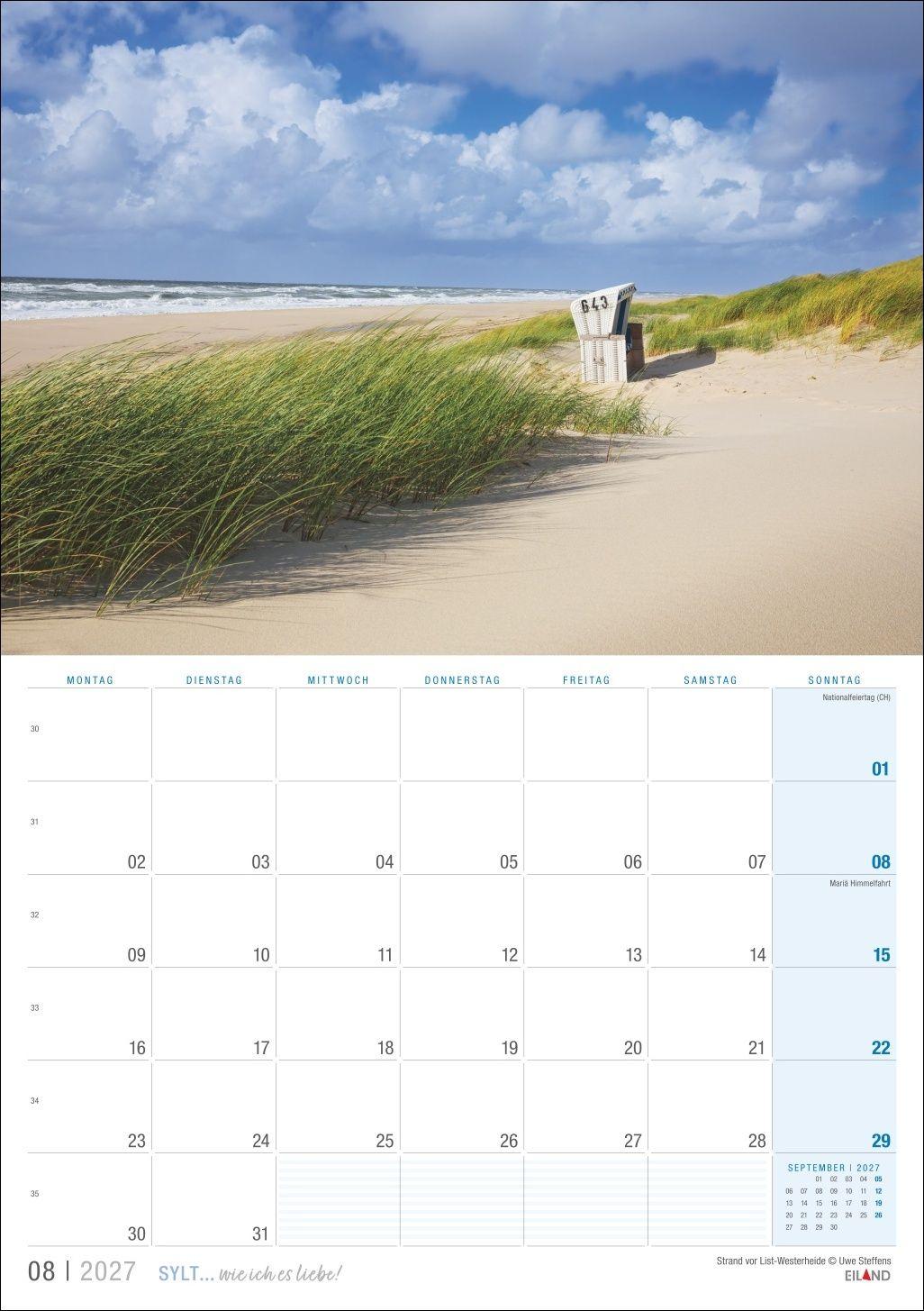 Beispielinhalt (Bild) Sylt ... wie ich es liebe Kalender 2027