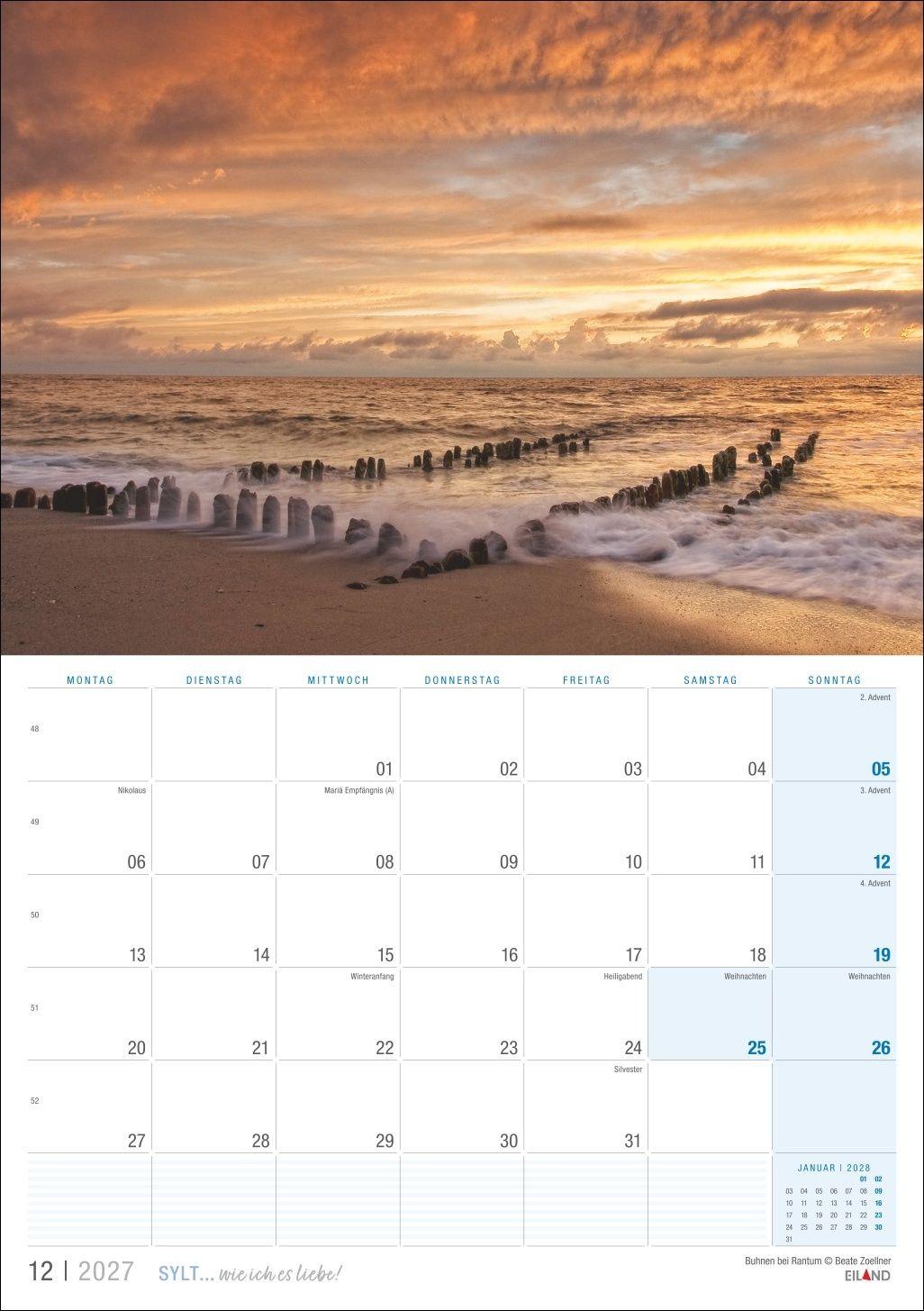 Beispielinhalt (Bild) Sylt ... wie ich es liebe Kalender 2027
