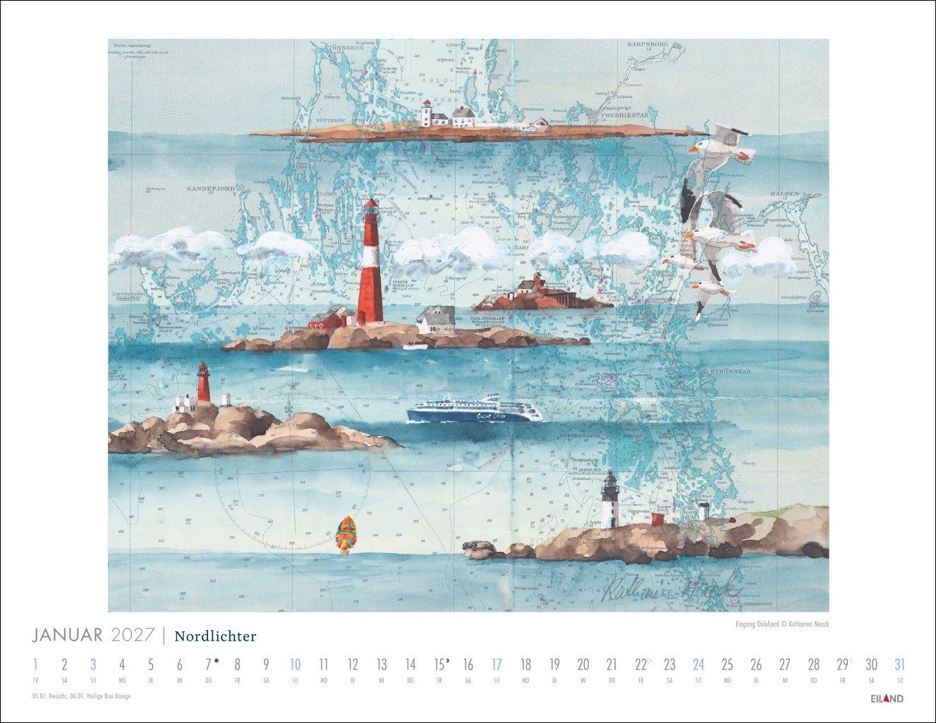 Beispielinhalt (Bild) Nordlichter - See(h)karten Kalender 2027