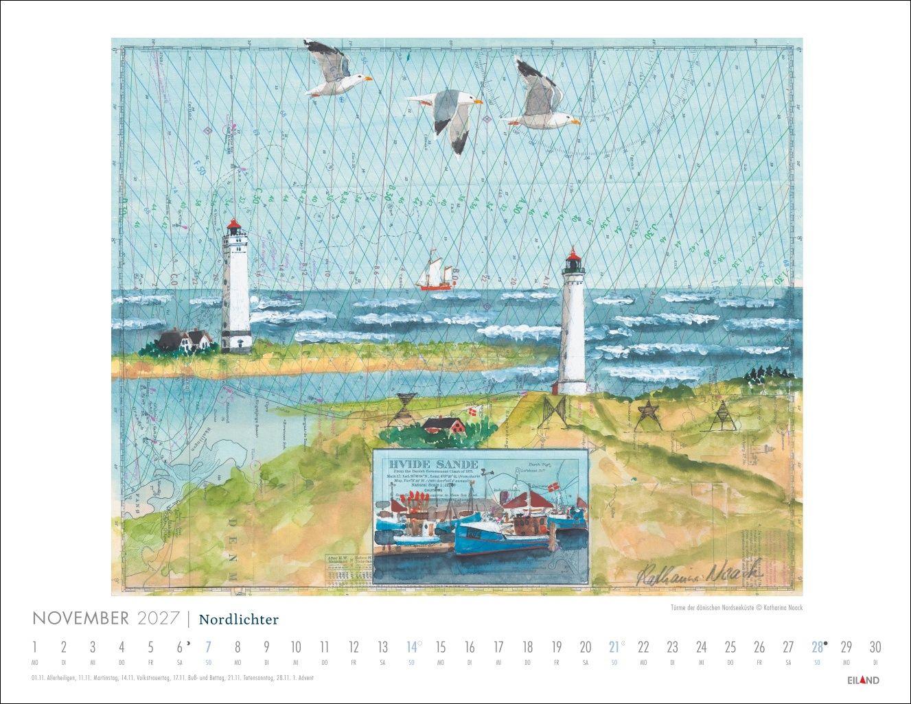 Beispielinhalt (Bild) Nordlichter - See(h)karten Kalender 2027