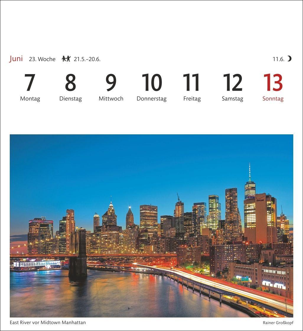Beispielinhalt (Bild) New York Sehnsuchtskalender 2027 - Wochenkalender mit 53 Postkarten
