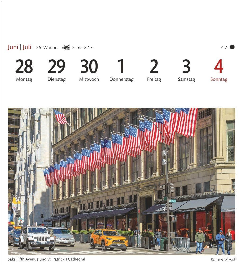 Beispielinhalt (Bild) New York Sehnsuchtskalender 2027 - Wochenkalender mit 53 Postkarten