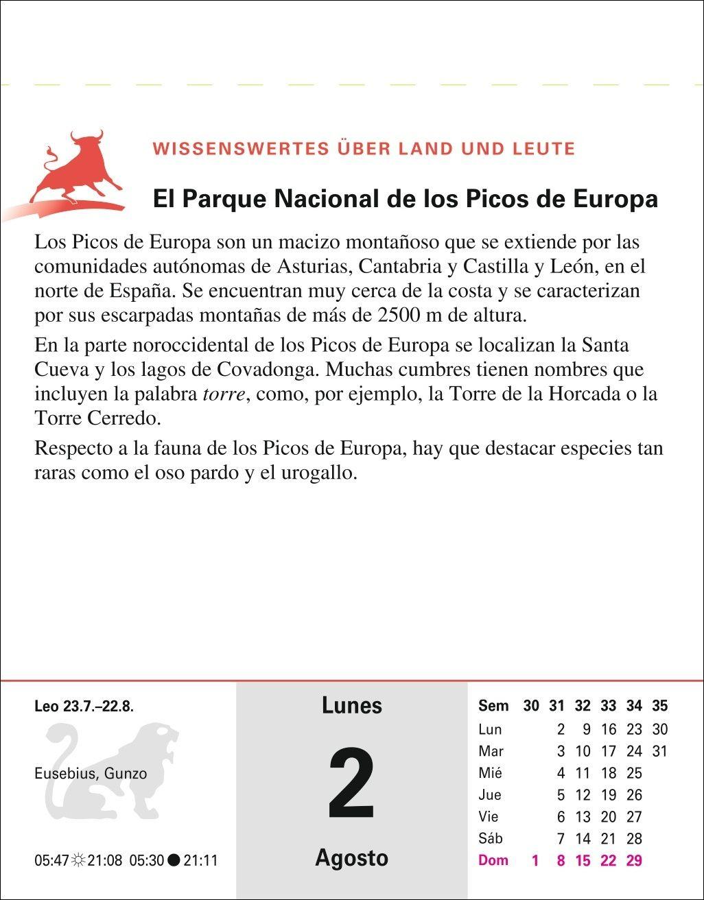 Beispielinhalt (Bild) Spanisch Sprachkalender 2027 - Spanisch lernen leicht gemacht - Tagesabreißkalender