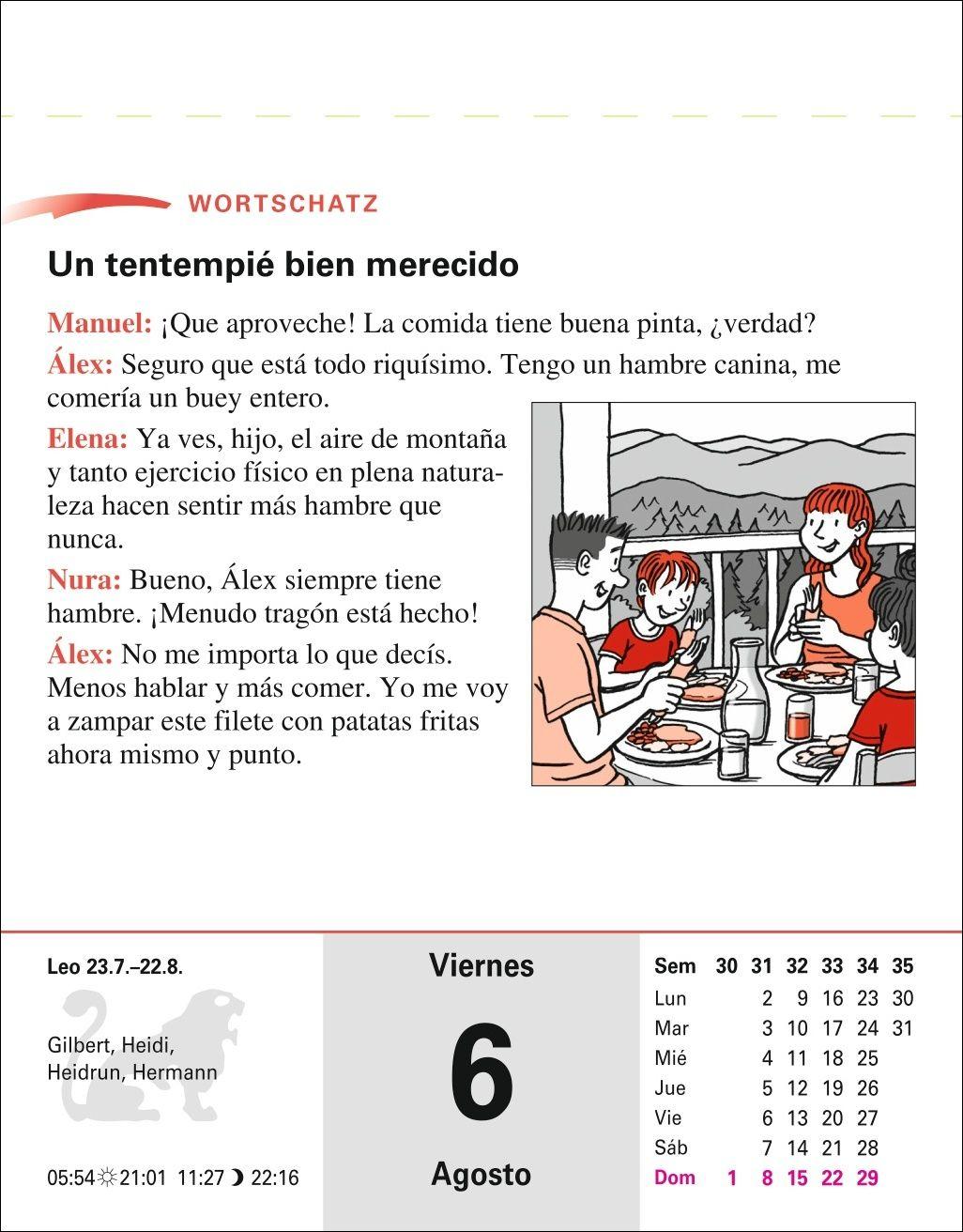 Beispielinhalt (Bild) Spanisch Sprachkalender 2027 - Spanisch lernen leicht gemacht - Tagesabreißkalender