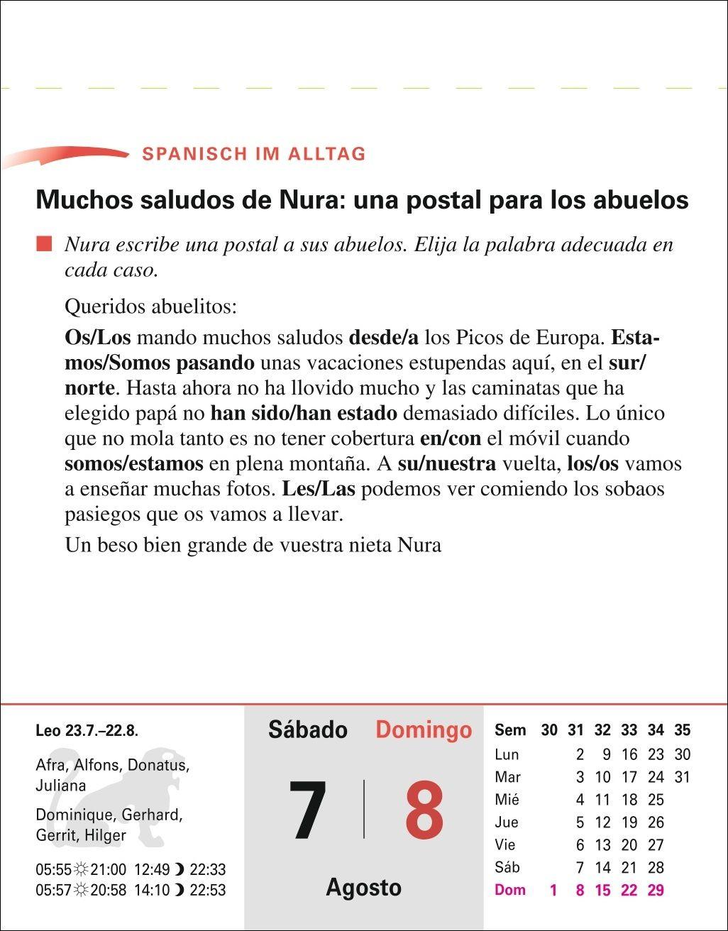 Beispielinhalt (Bild) Spanisch Sprachkalender 2027 - Spanisch lernen leicht gemacht - Tagesabreißkalender