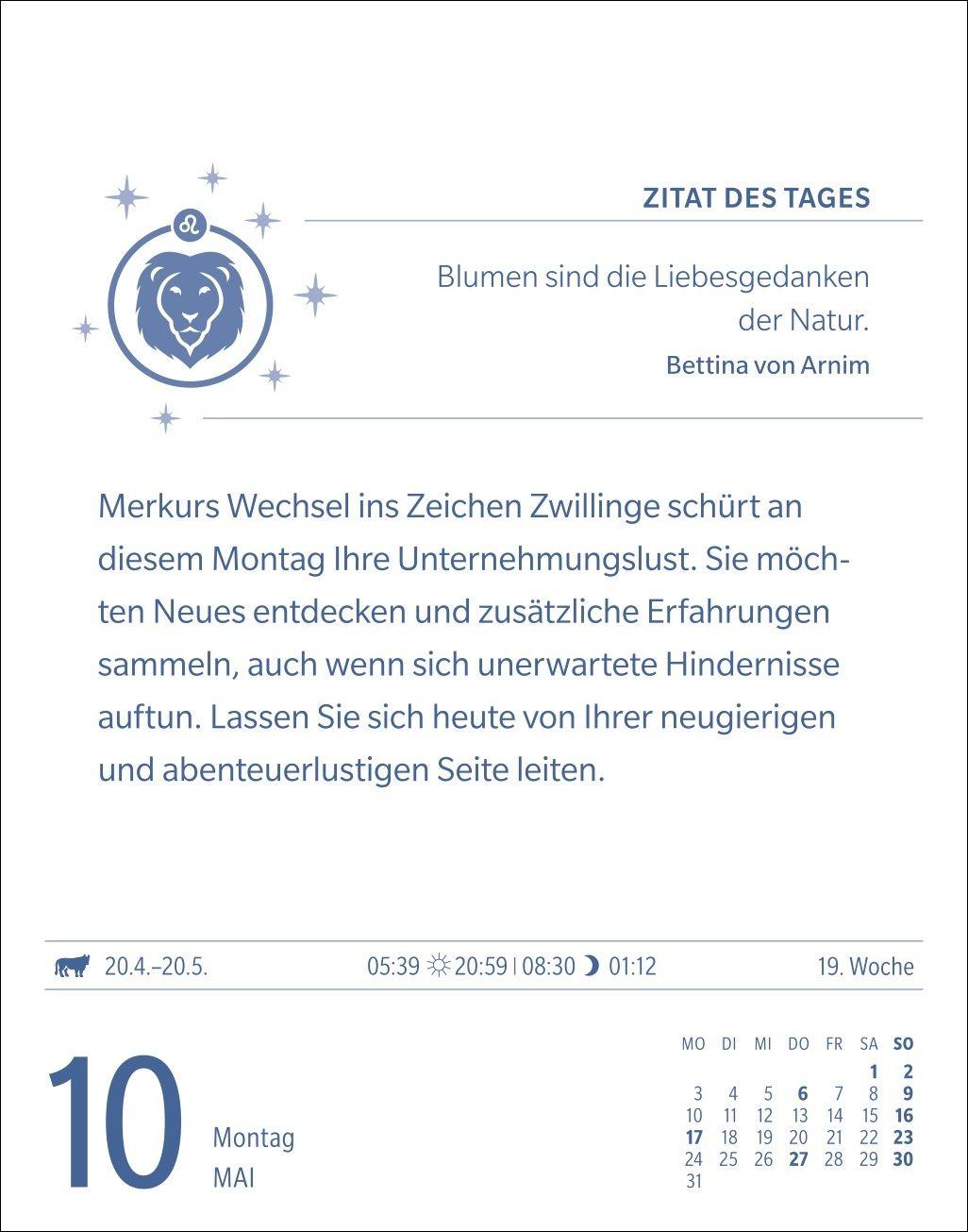Beispielinhalt (Bild) Löwe Sternzeichenkalender 2027 - Tagesabreißkalender - Ihr Horoskop für jeden Tag