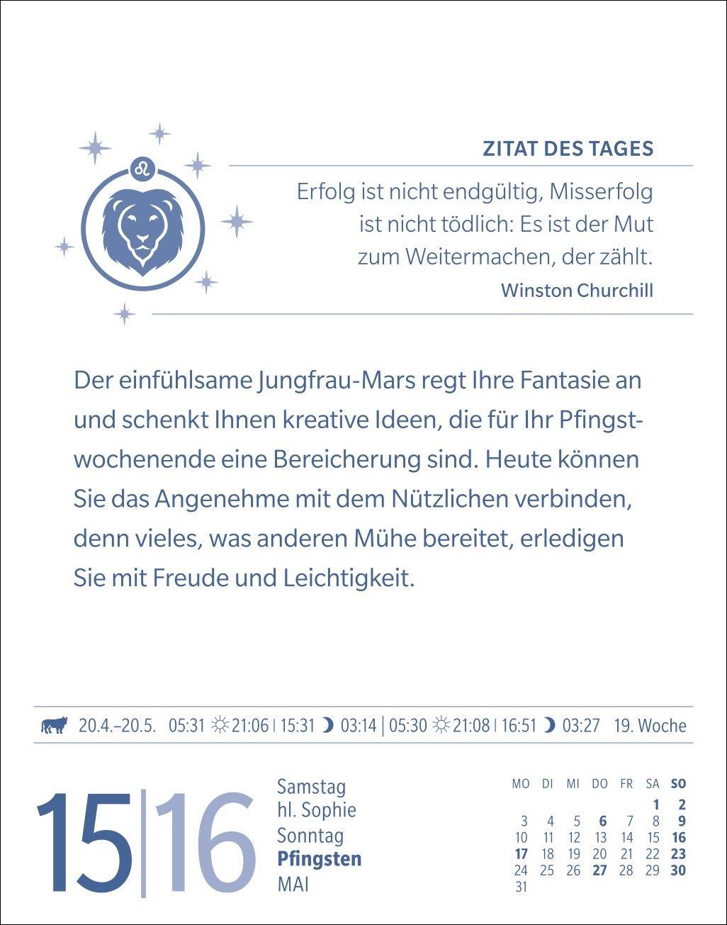 Beispielinhalt (Bild) Löwe Sternzeichenkalender 2027 - Tagesabreißkalender - Ihr Horoskop für jeden Tag
