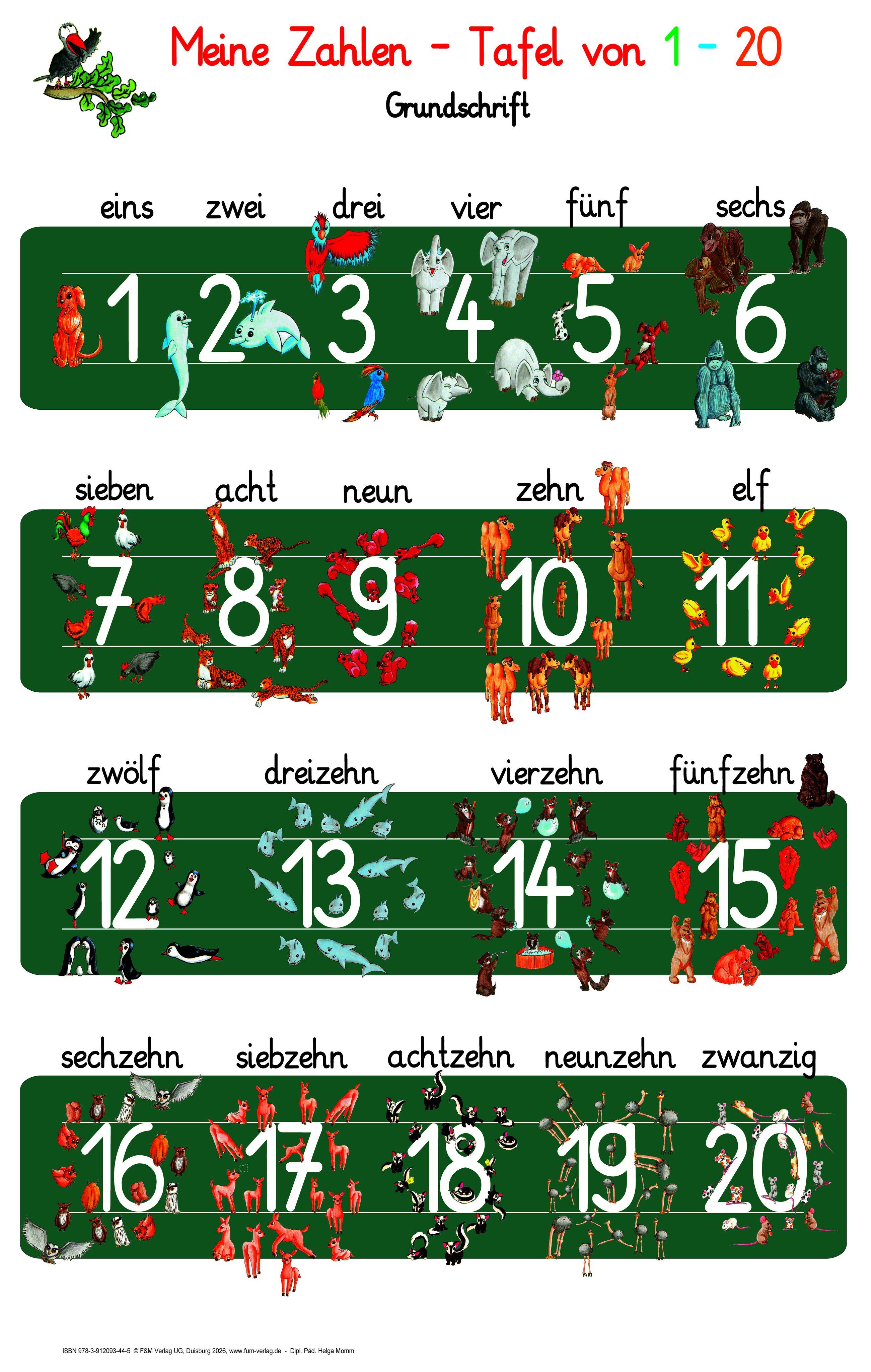 Vorderes Coverbild Meine Zahlen-Tafel von 1-20 Grundschrift