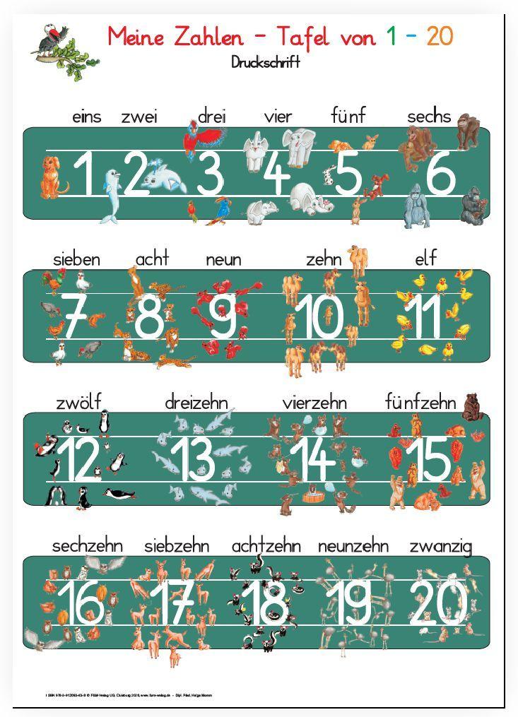 Vorderes Coverbild Meine Zahlen-Tafel von 1-20 Druckschrift