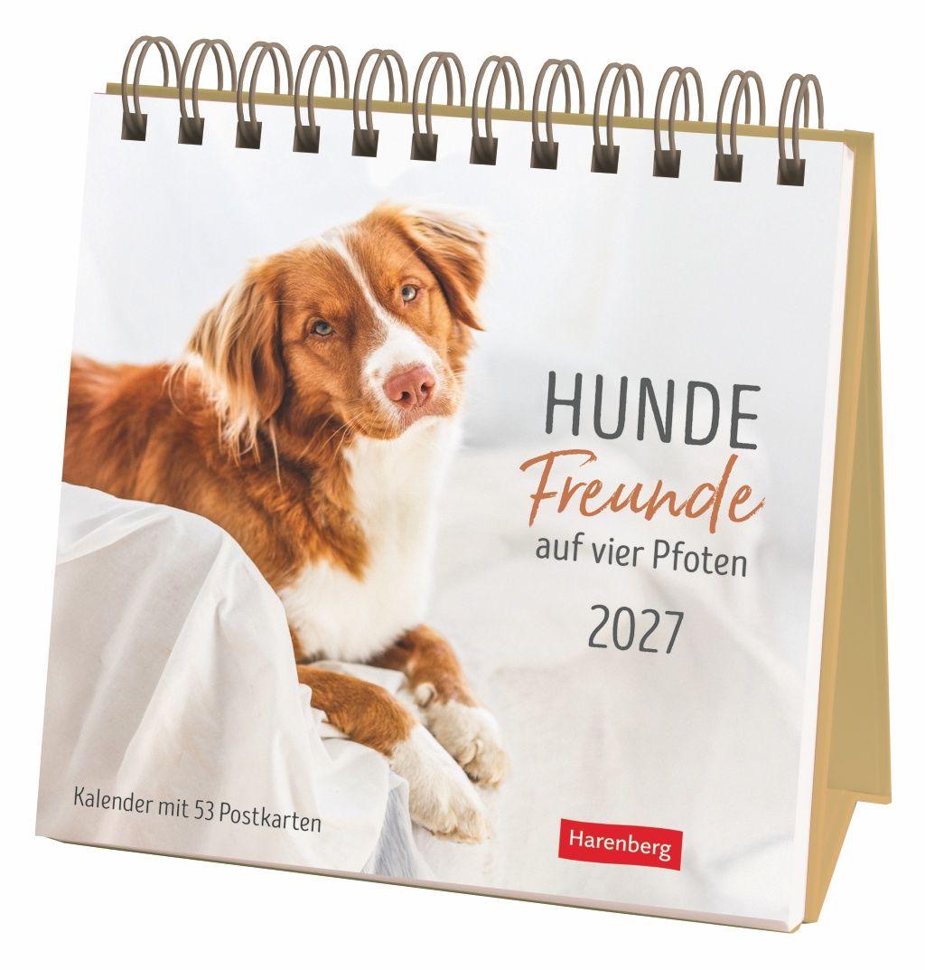 Vorderes Coverbild Hunde Premium-Postkartenkalender 2027 - Freunde auf vier Pfoten; Kalender mit 53 Postkarten