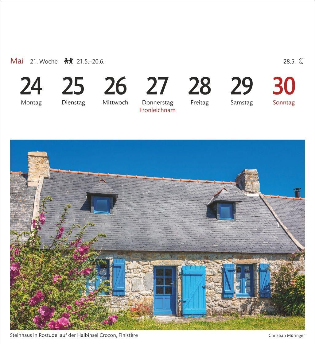 Beispielinhalt (Bild) Bretagne & Normandie Sehnsuchtskalender 2027 - Wochenkalender mit 53 Postkarten