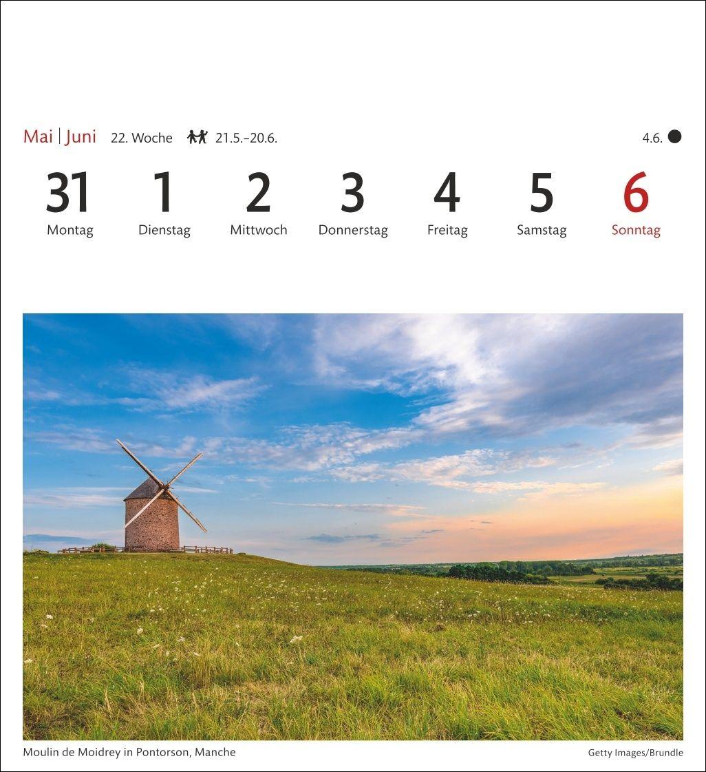 Beispielinhalt (Bild) Bretagne & Normandie Sehnsuchtskalender 2027 - Wochenkalender mit 53 Postkarten