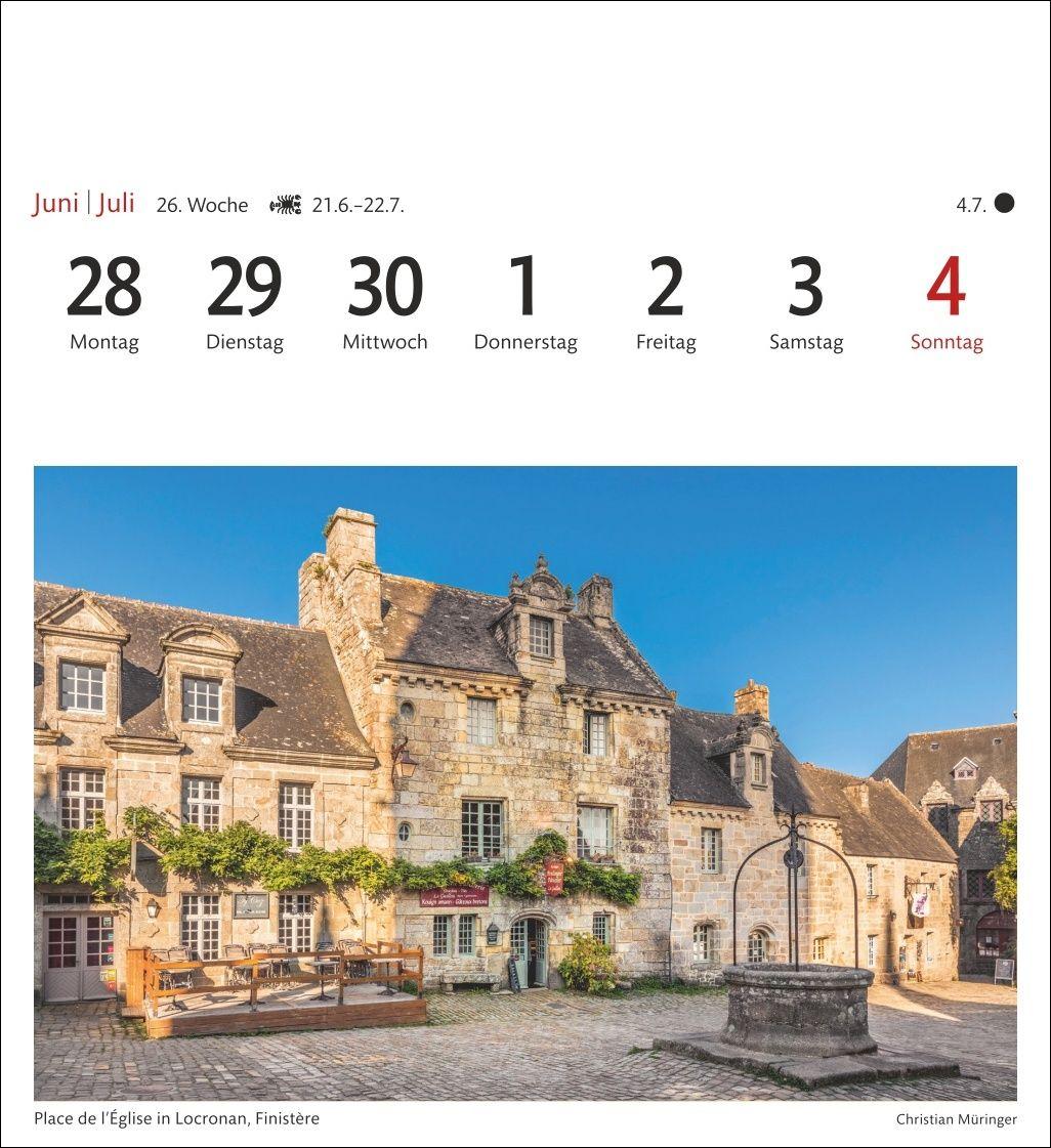 Beispielinhalt (Bild) Bretagne & Normandie Sehnsuchtskalender 2027 - Wochenkalender mit 53 Postkarten