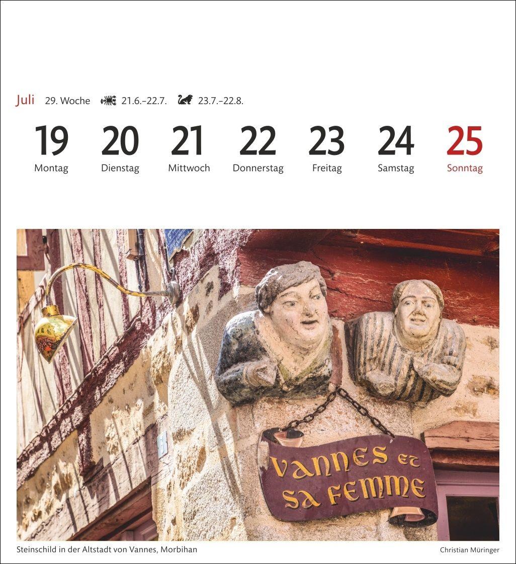 Beispielinhalt (Bild) Bretagne & Normandie Sehnsuchtskalender 2027 - Wochenkalender mit 53 Postkarten