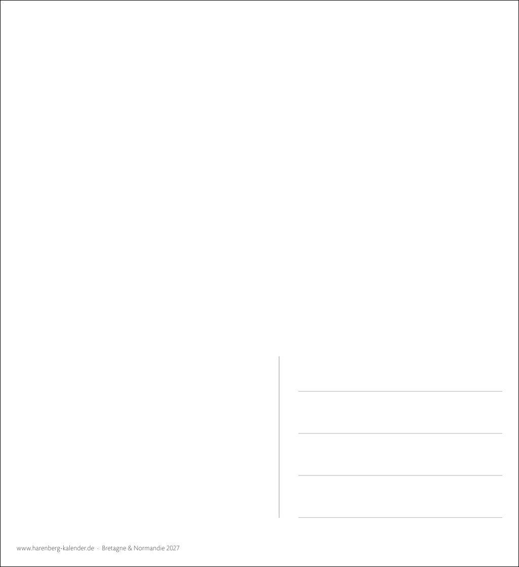 Beispielinhalt (Bild) Bretagne & Normandie Sehnsuchtskalender 2027 - Wochenkalender mit 53 Postkarten