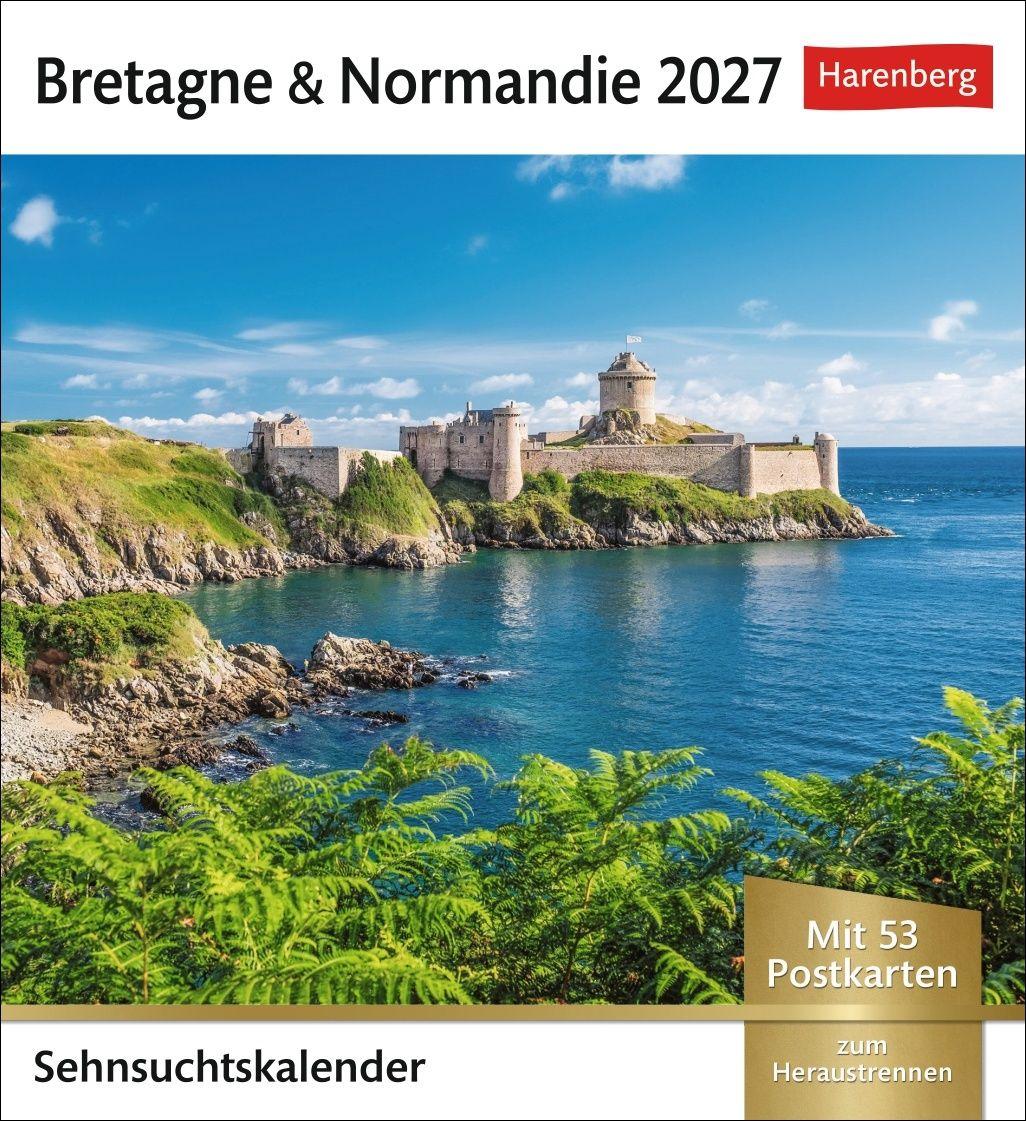 Vorderes Coverbild Bretagne & Normandie Sehnsuchtskalender 2027 - Wochenkalender mit 53 Postkarten