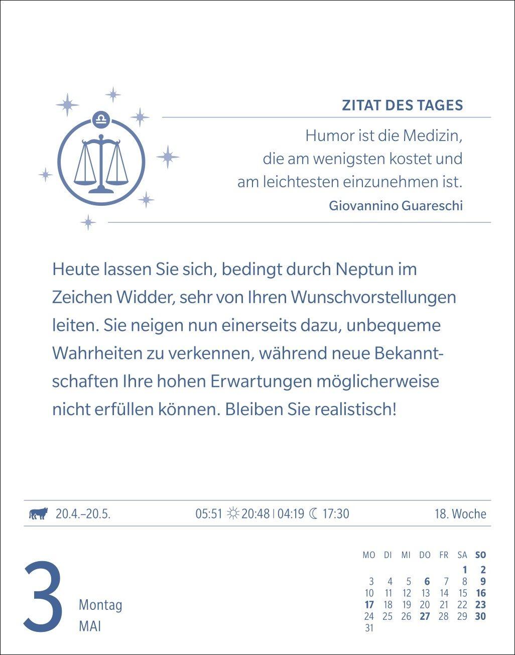 Beispielinhalt (Bild) Waage Sternzeichenkalender 2027 - Tagesabreißkalender - Ihr Horoskop für jeden Tag