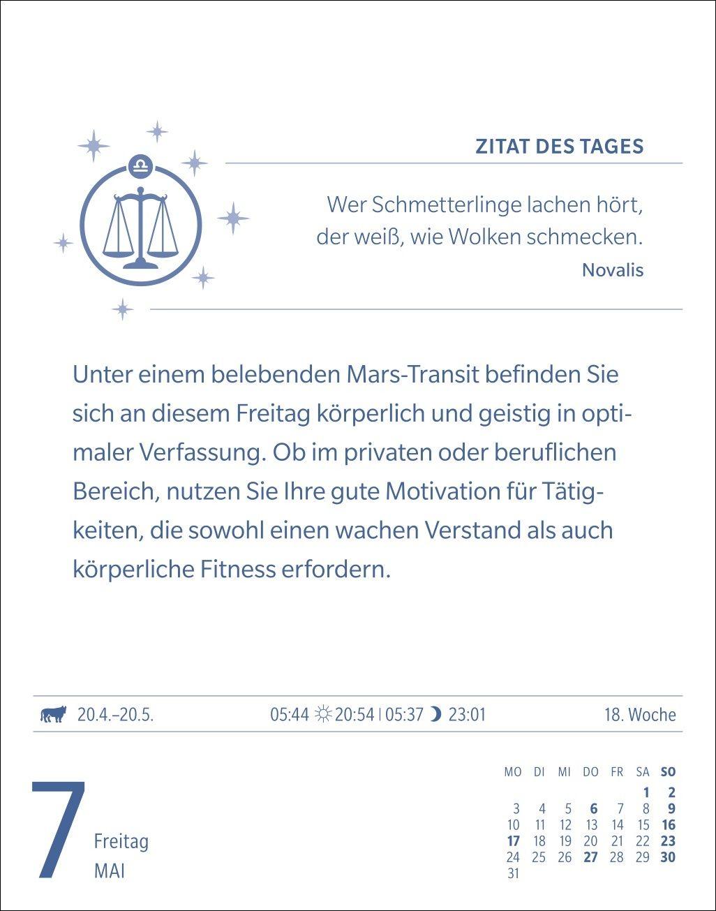 Beispielinhalt (Bild) Waage Sternzeichenkalender 2027 - Tagesabreißkalender - Ihr Horoskop für jeden Tag