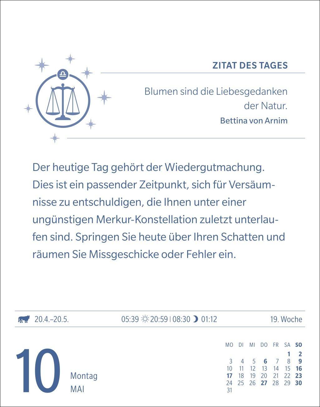 Beispielinhalt (Bild) Waage Sternzeichenkalender 2027 - Tagesabreißkalender - Ihr Horoskop für jeden Tag
