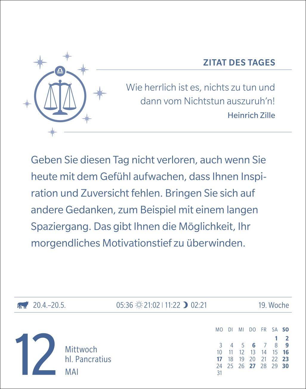Beispielinhalt (Bild) Waage Sternzeichenkalender 2027 - Tagesabreißkalender - Ihr Horoskop für jeden Tag