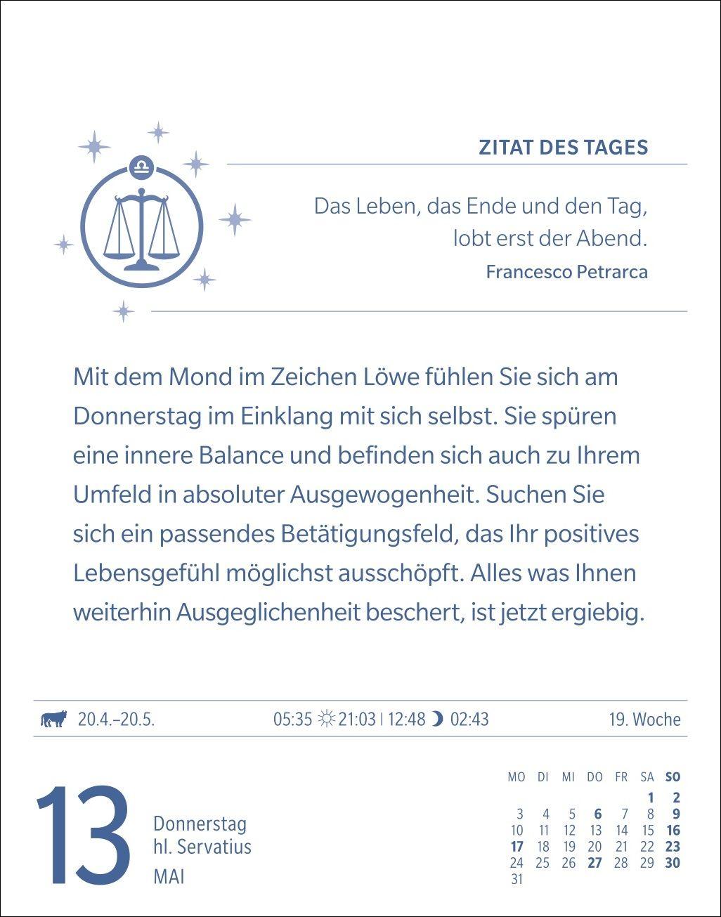 Beispielinhalt (Bild) Waage Sternzeichenkalender 2027 - Tagesabreißkalender - Ihr Horoskop für jeden Tag