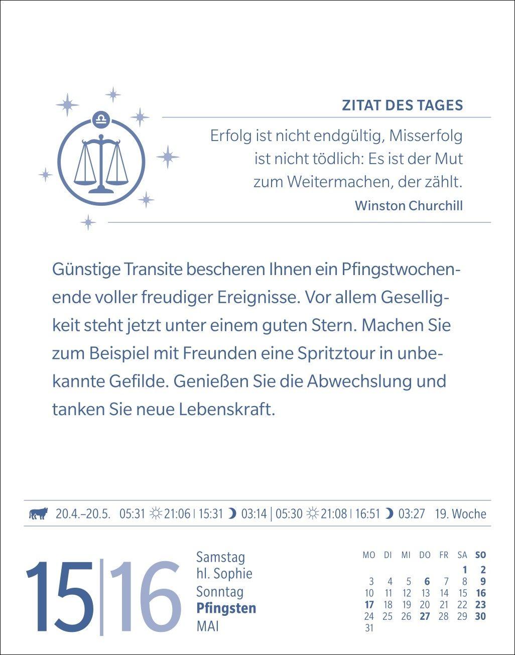 Beispielinhalt (Bild) Waage Sternzeichenkalender 2027 - Tagesabreißkalender - Ihr Horoskop für jeden Tag