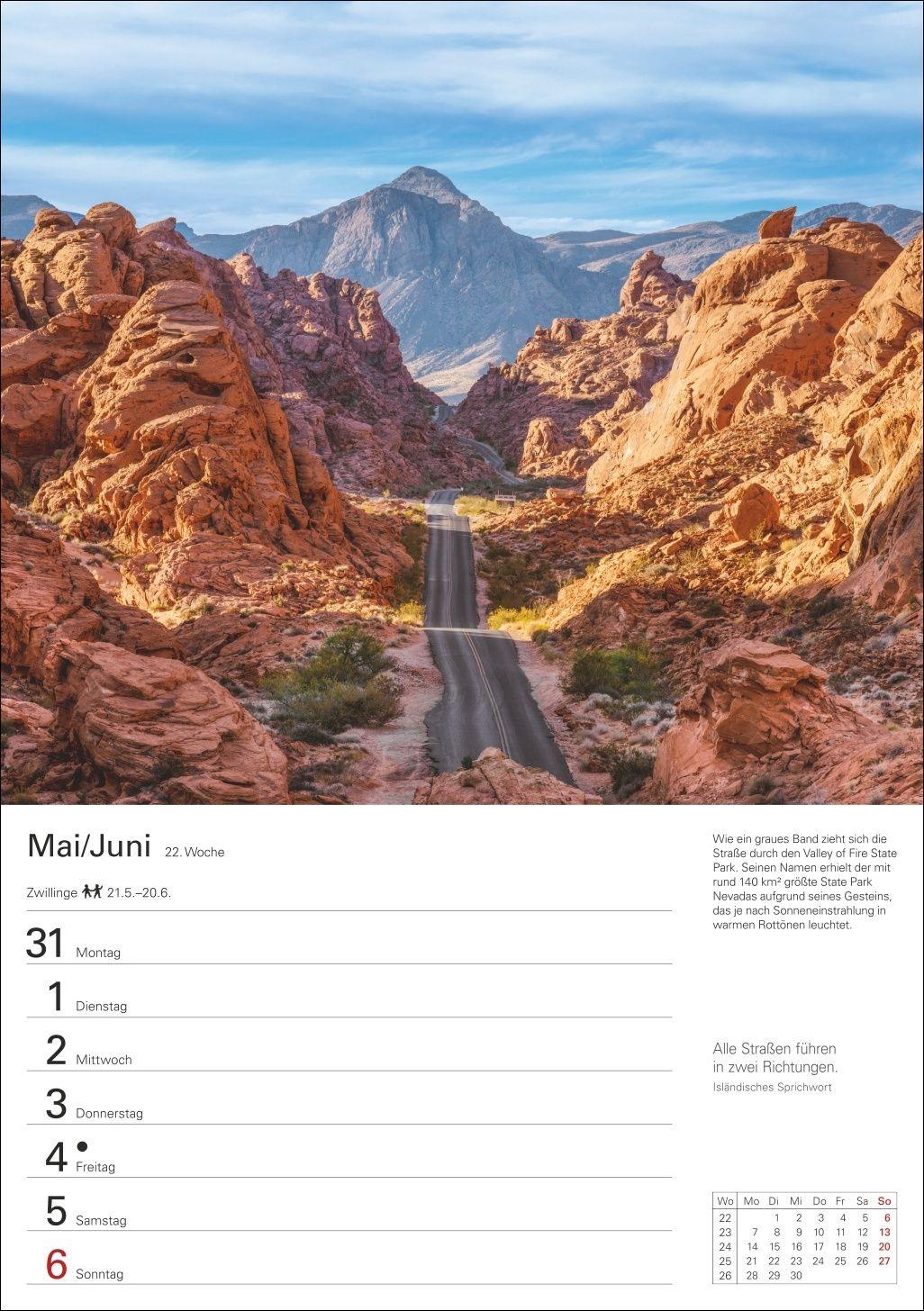 Beispielinhalt (Bild) Amerika Wochenplaner 2027 - Eine Reise in 53 Bildern