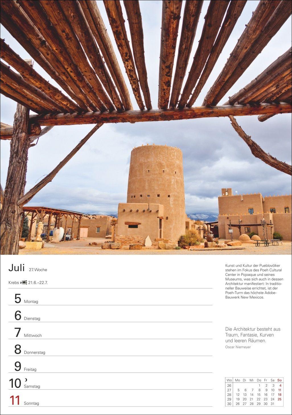 Beispielinhalt (Bild) Amerika Wochenplaner 2027 - Eine Reise in 53 Bildern