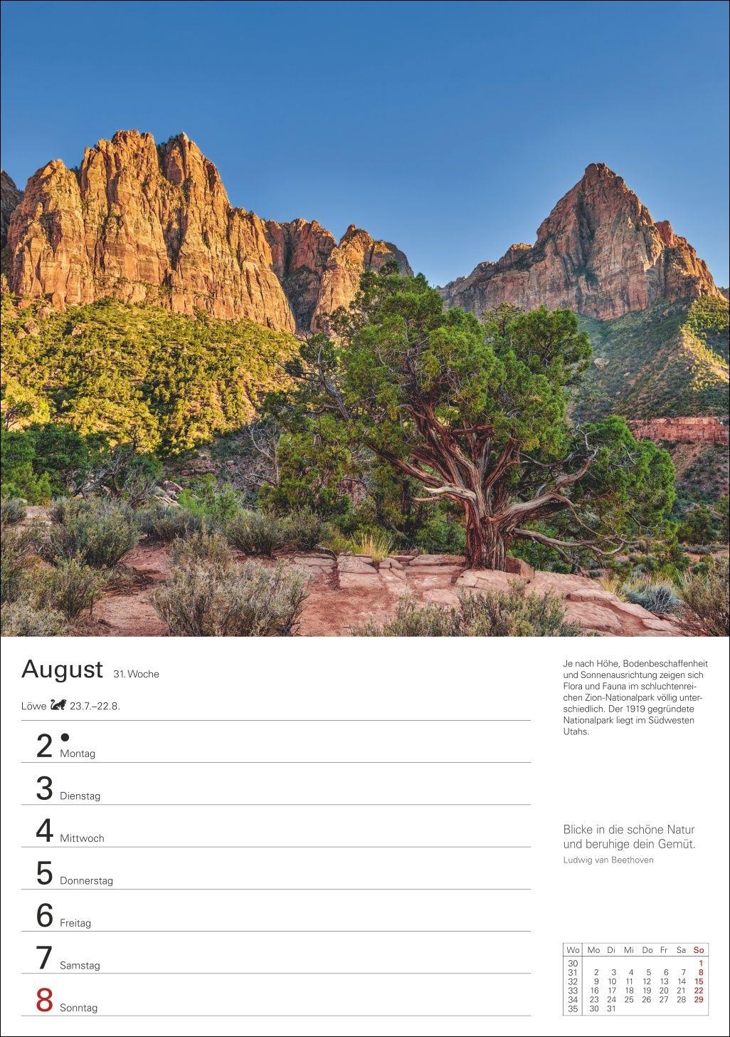 Beispielinhalt (Bild) Amerika Wochenplaner 2027 - Eine Reise in 53 Bildern