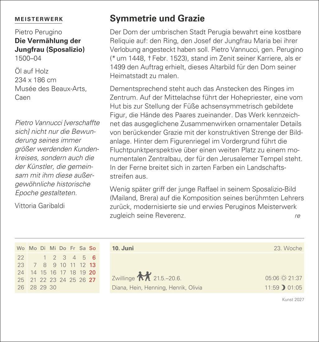Beispielinhalt (Bild) Kunst Tagesabreißkalender 2027 - Kulturkalender - Künstler, Werke, Museen