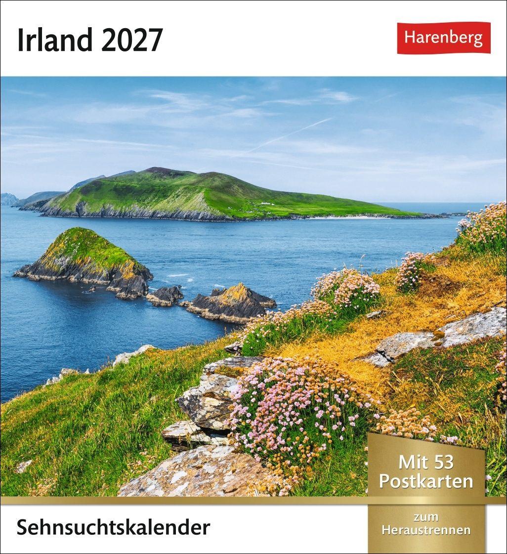 Vorderes Coverbild Irland Sehnsuchtskalender 2027 - Wochenkalender mit 53 Postkarten