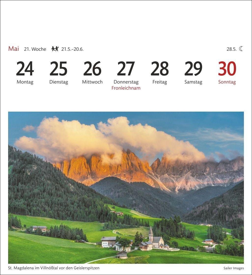 Beispielinhalt (Bild) Südtirol Sehnsuchtskalender 2027 - Wochenkalender mit 53 Postkarten