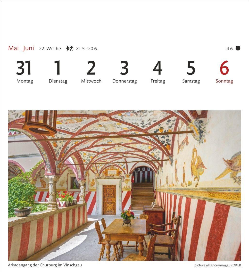 Beispielinhalt (Bild) Südtirol Sehnsuchtskalender 2027 - Wochenkalender mit 53 Postkarten