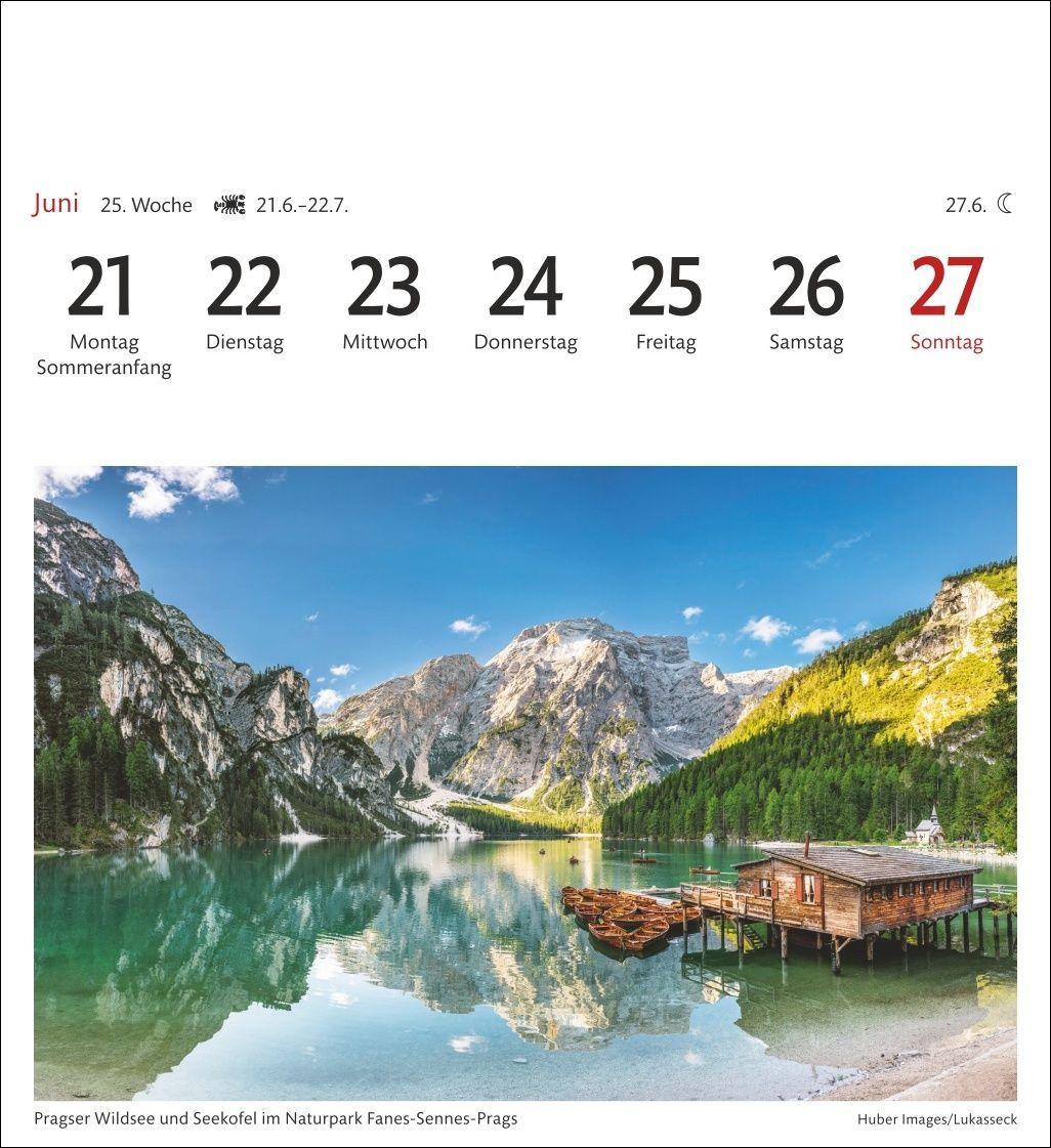 Beispielinhalt (Bild) Südtirol Sehnsuchtskalender 2027 - Wochenkalender mit 53 Postkarten