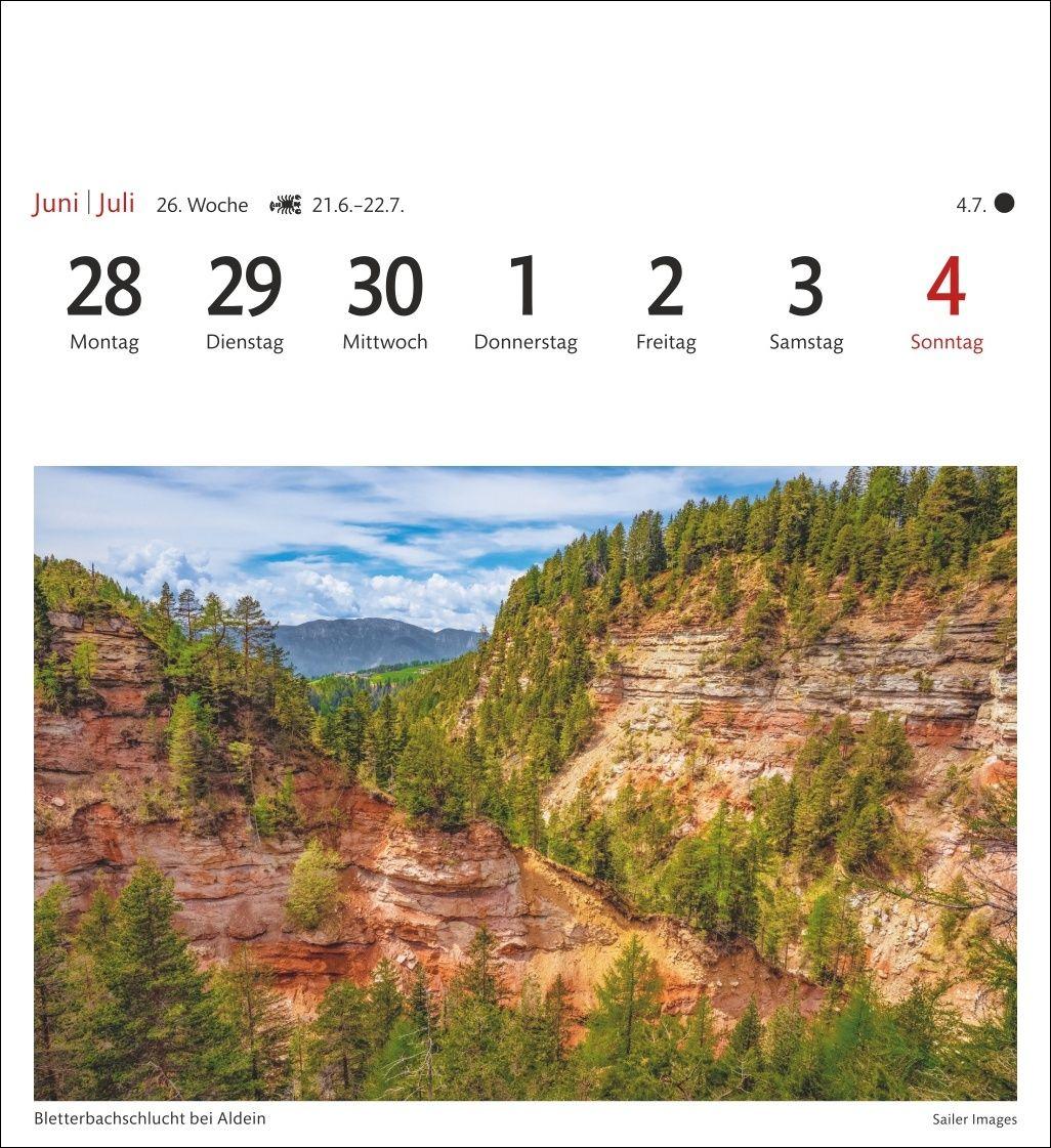 Beispielinhalt (Bild) Südtirol Sehnsuchtskalender 2027 - Wochenkalender mit 53 Postkarten