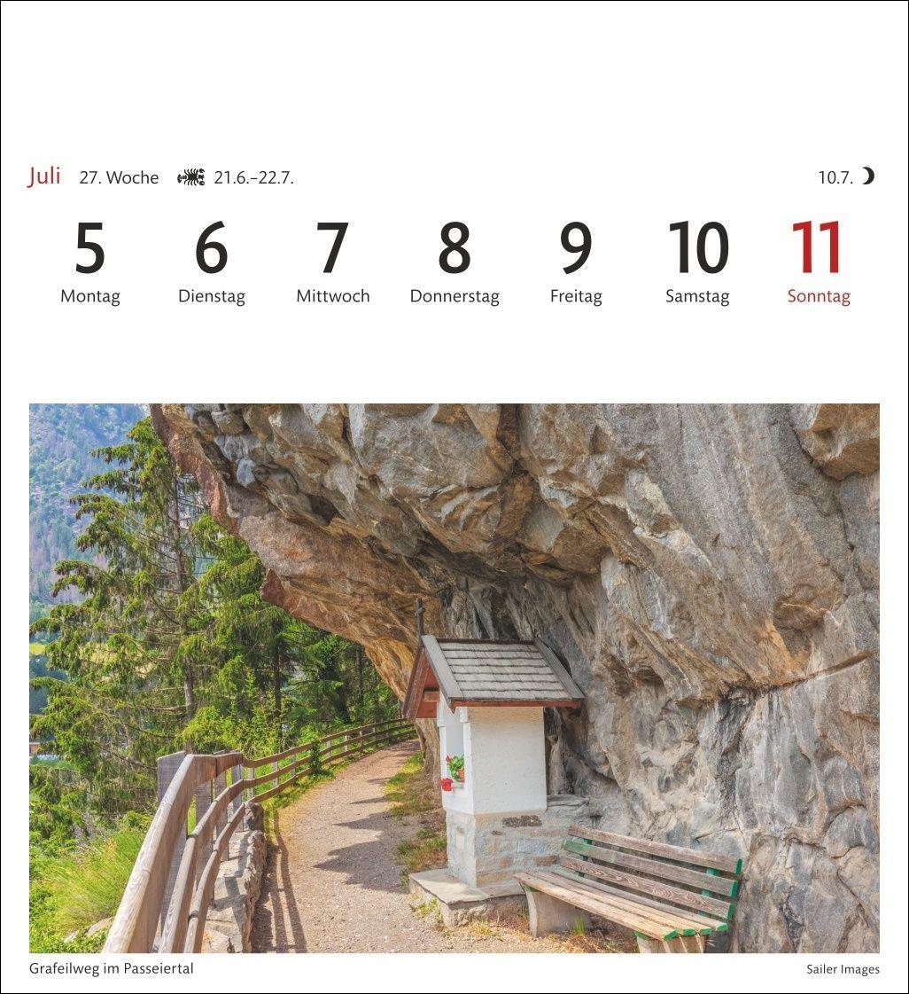 Beispielinhalt (Bild) Südtirol Sehnsuchtskalender 2027 - Wochenkalender mit 53 Postkarten