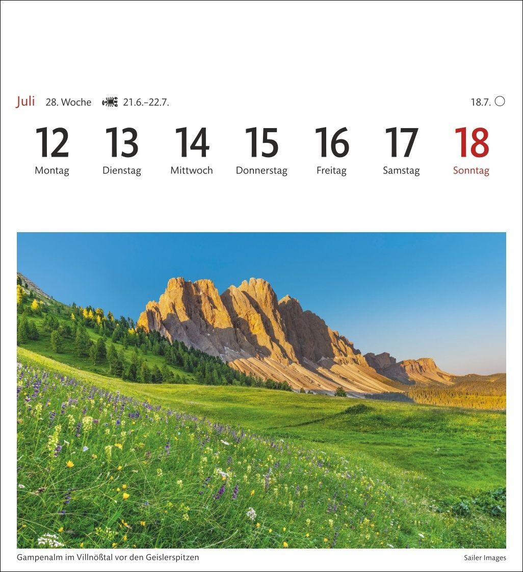 Beispielinhalt (Bild) Südtirol Sehnsuchtskalender 2027 - Wochenkalender mit 53 Postkarten